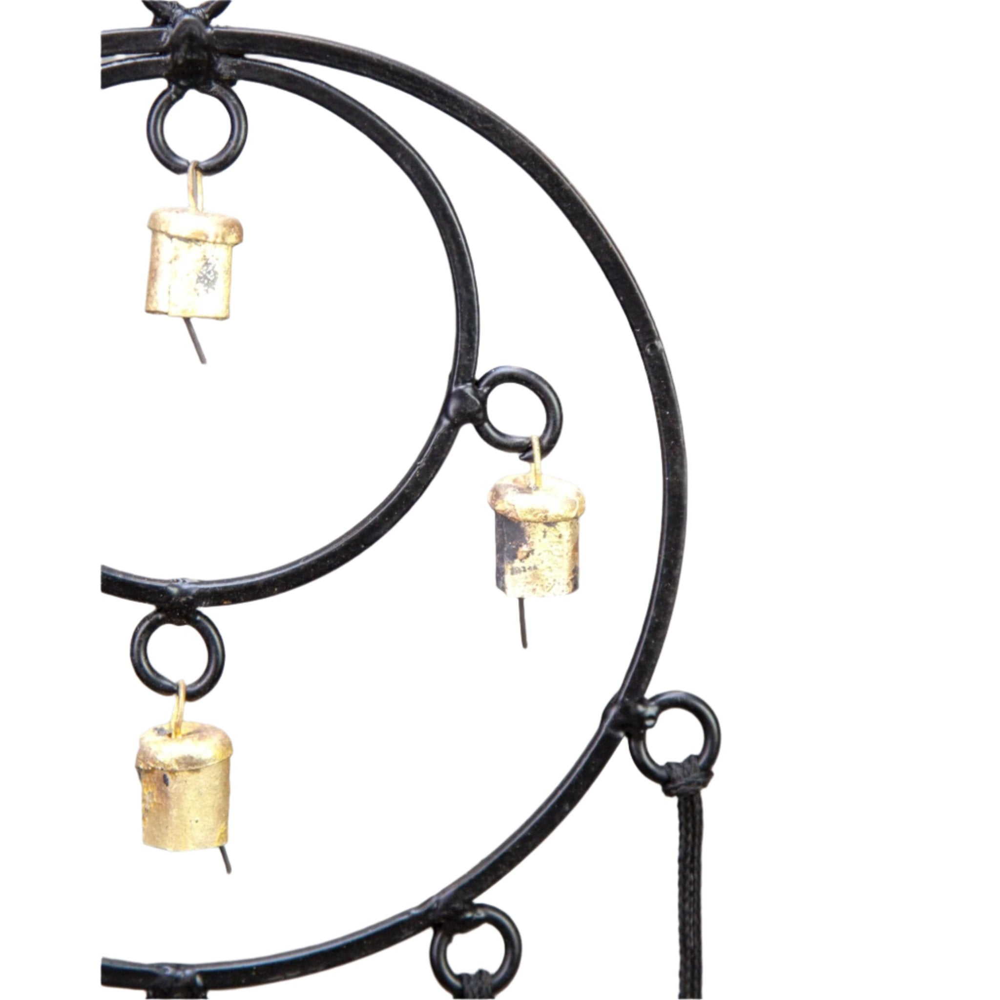 Iron Two Circle Bead & Nine Tin Bell Wind Chime - Decorative Bells - Bellbazaar.com - TS502