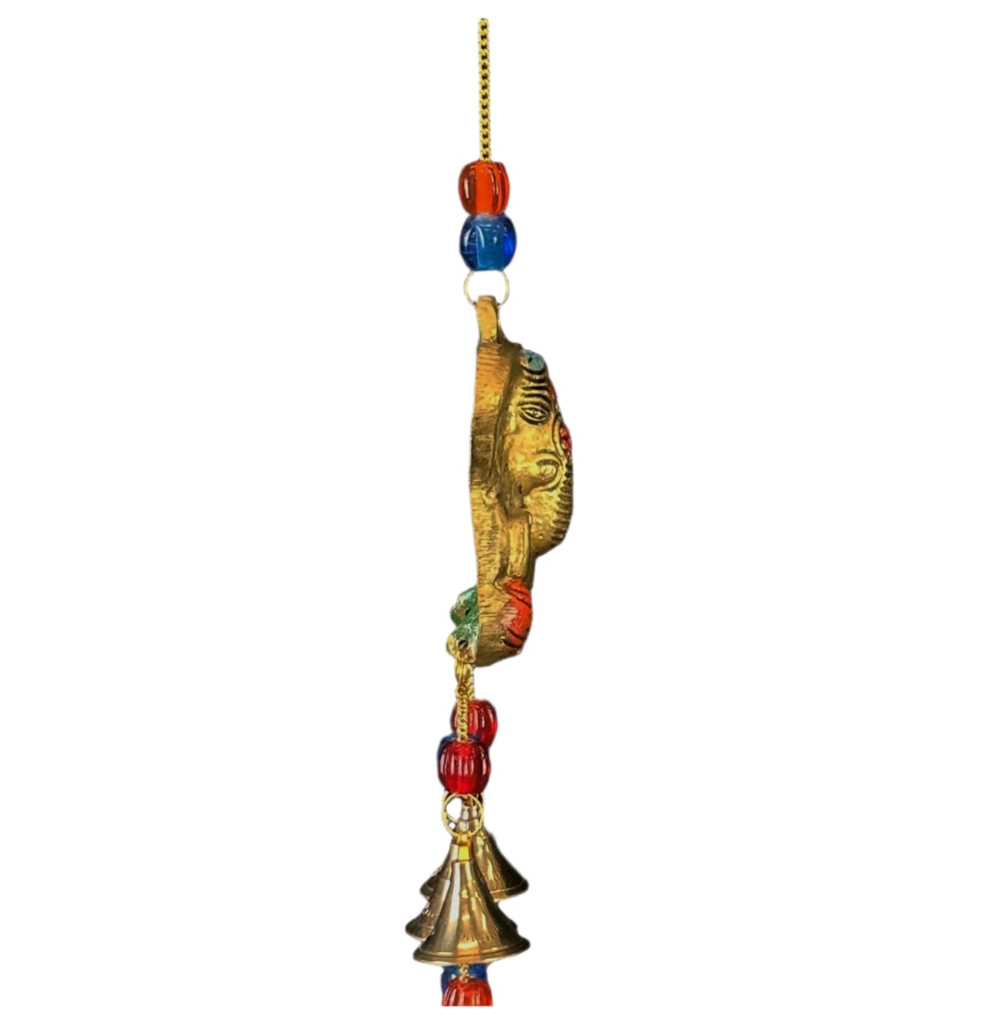 Polished Brass Ganesh Wind Chime with Beads - Decorative Bells - Bellbazaar.com - BS397