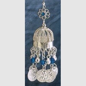 White Metal Dome - Shaped Earrings with Beads & Dangling Coins - Eye - catching & Unique Design - Apparel & Accessories > Jewelry > Earrings - Bellbazaar.com - JP121 - BK