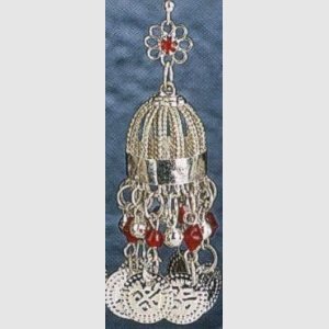 White Metal Dome - Shaped Earrings with Beads & Dangling Coins - Eye - catching & Unique Design - Apparel & Accessories > Jewelry > Earrings - Bellbazaar.com - JW121 - RE