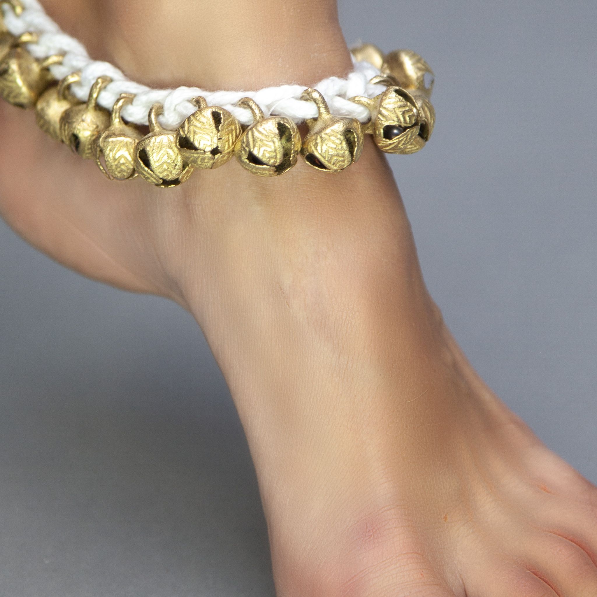 Bell Anklet On Natural Color Cord - Dance Dresses, Skirts & Costumes - Bellbazaar.com - BL022