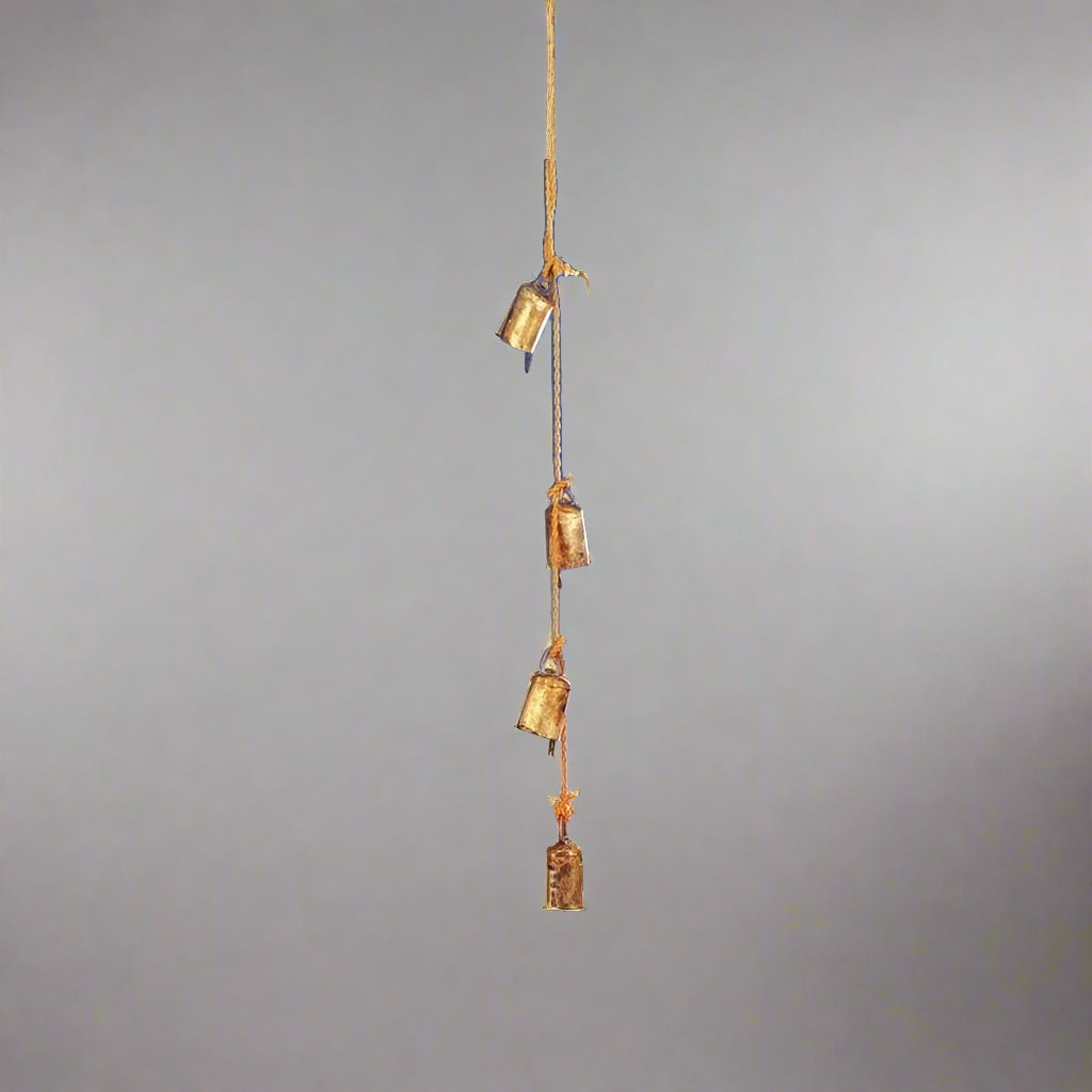 Four Tin Bells on a 25"L Cord - Decorative Bells - Bellbazaar.com - TS272