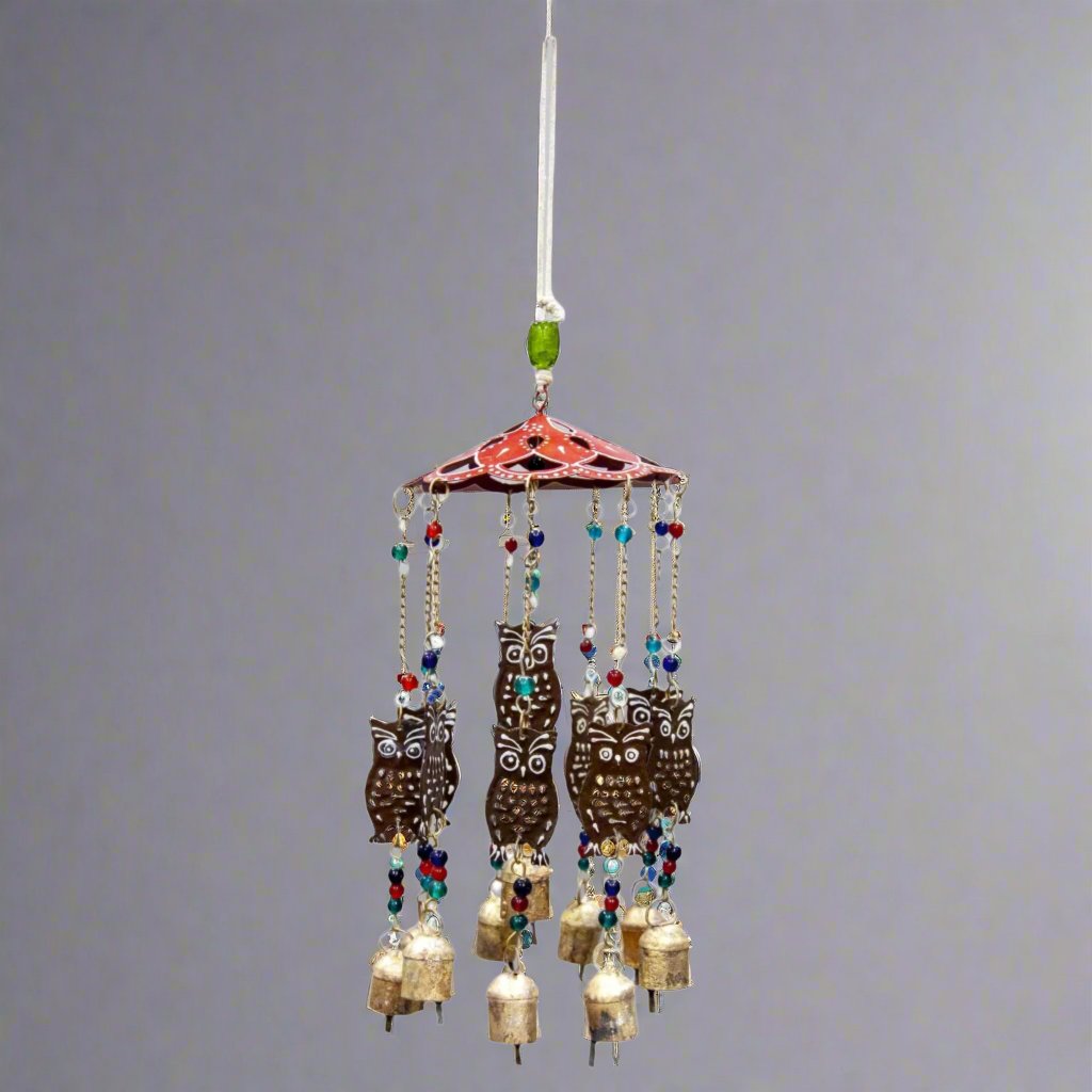 Iron Owl Bead Carousel Wind Chime - Decorative Bells - Bellbazaar.com - TS801