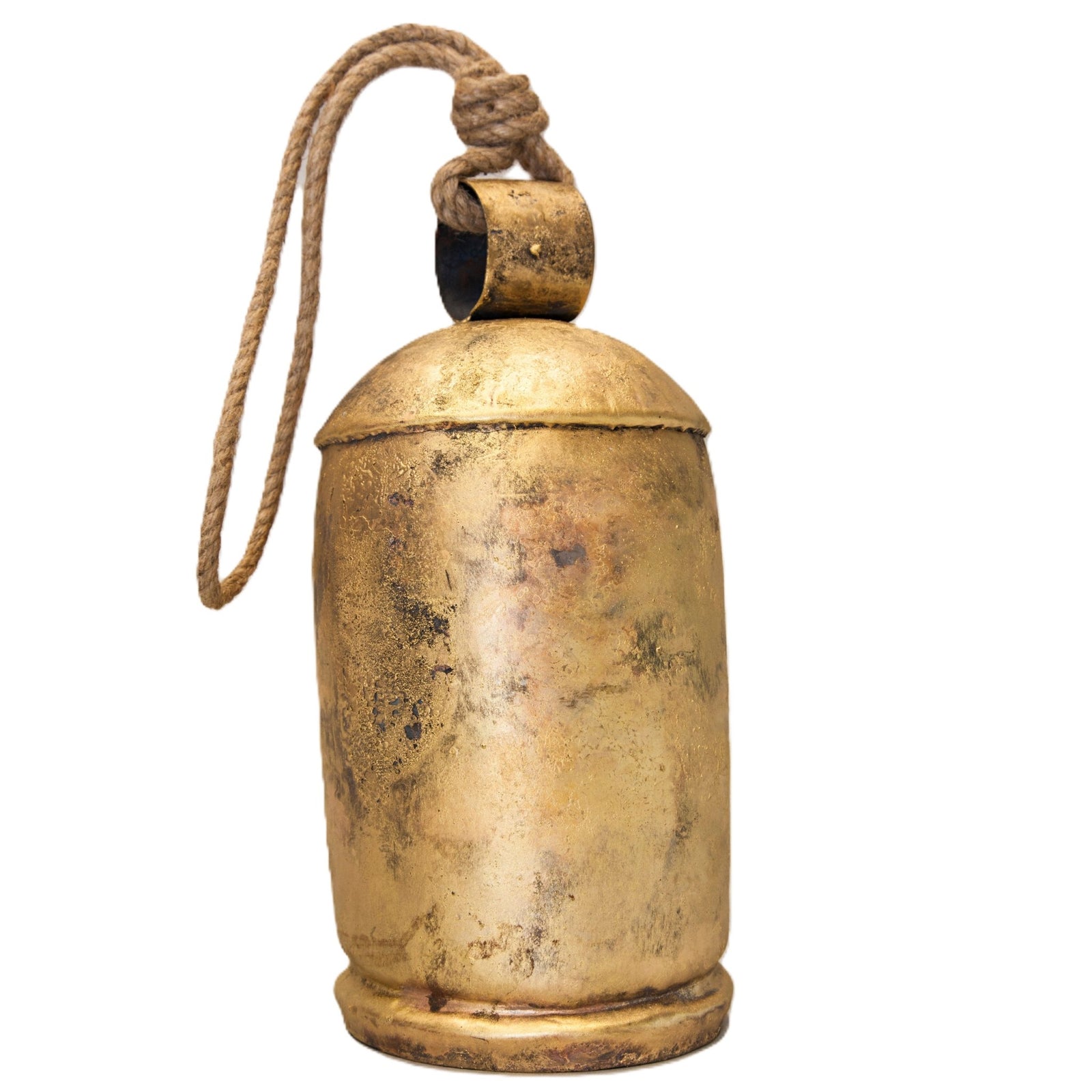 Large Antique-Style Tin Bells with Rope Handles