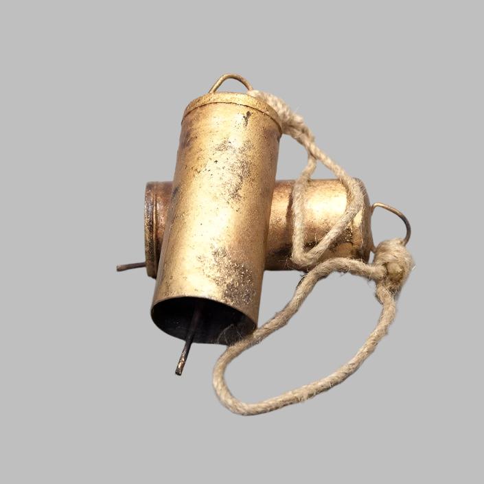 Rustic Tin Bell with Natural Jute Cord - 4" High x 1.25" Diameter - Decorative Bells - Bellbazaar.com - TL072