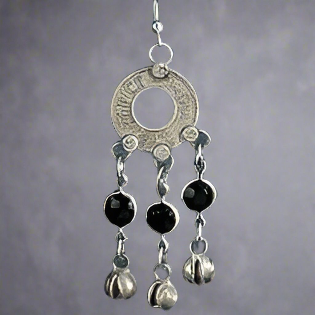 Silver - Tone Antique Coin & Bell Earrings - Vintage - Inspired & Charming Accessory - Apparel & Accessories > Jewelry > Earrings - Bellbazaar.com - JW180