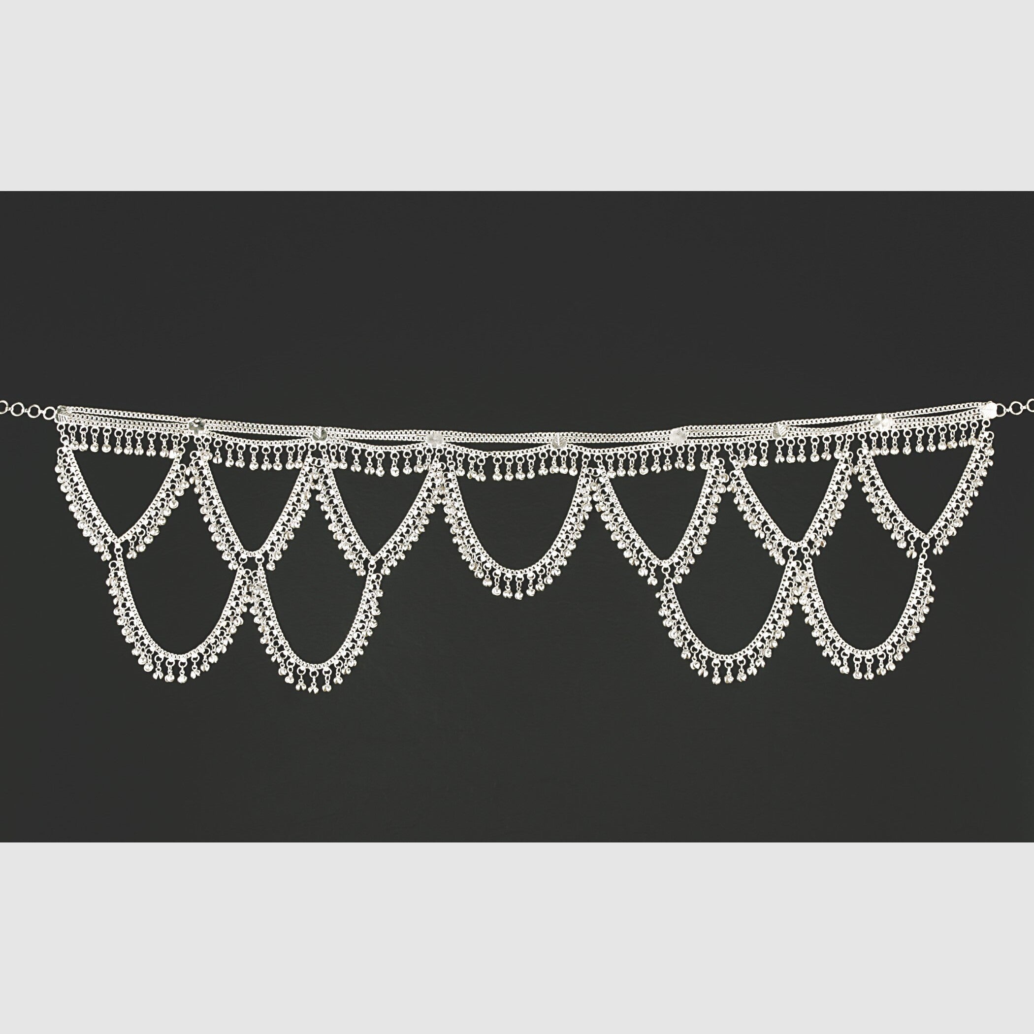 Silver - Tone White Metal Belt with Loops - Modern & Sophisticated