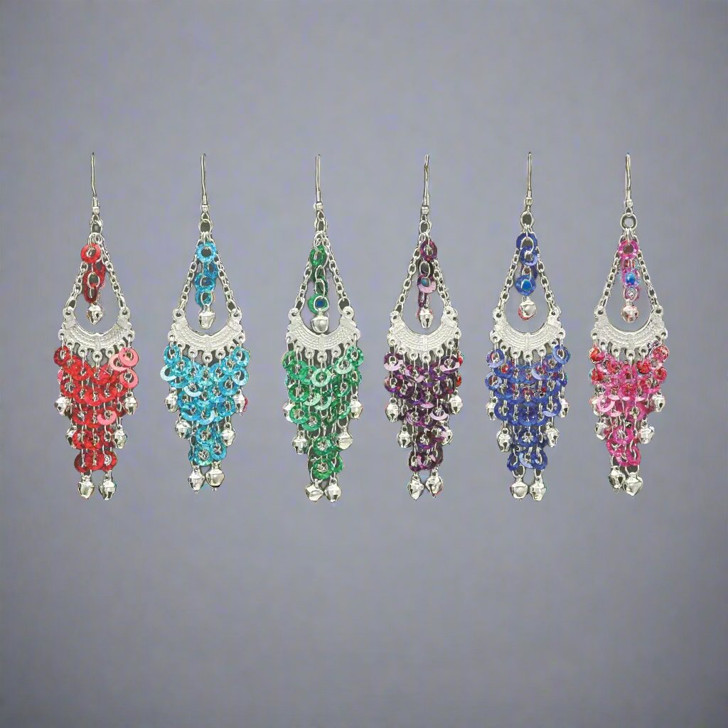 Vibrant White Metal Earrings in Ethnic Design - Colorful & Traditional Accessory - Apparel & Accessories > Jewelry > Earrings - Bellbazaar.com - JP247 - BL